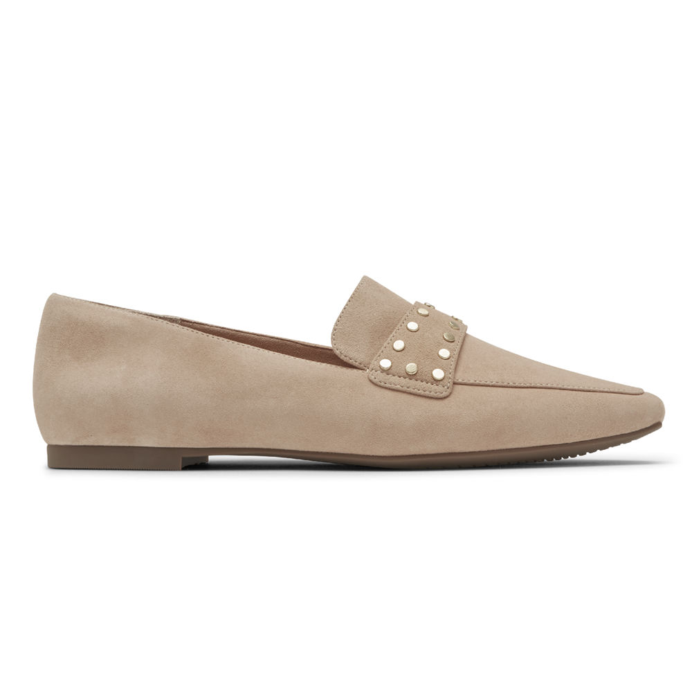 Mocasines Rockport Mujer Mexico - Total Motion Laylani Studded Beige - URXIB0437